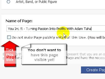 make your facebook fan page visible or invisble adam taha (c) onedarkangel_uk make facebook page